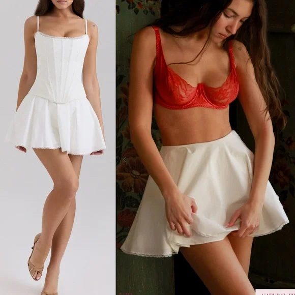 Celia White cotton built in bloomer shorts mini skirt